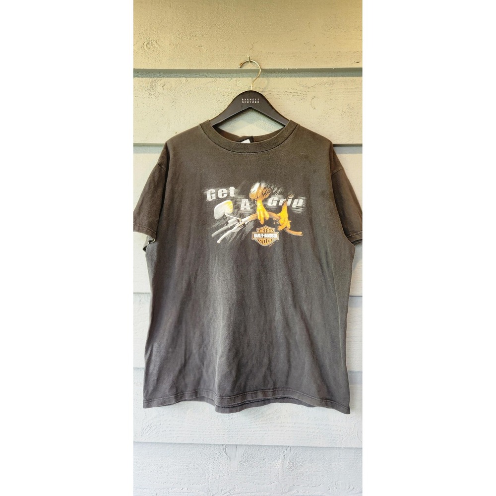 Vintage Harley-Davidson Shirt Mens XL Black Get A Grip Kegel Eagle Tee 2001
